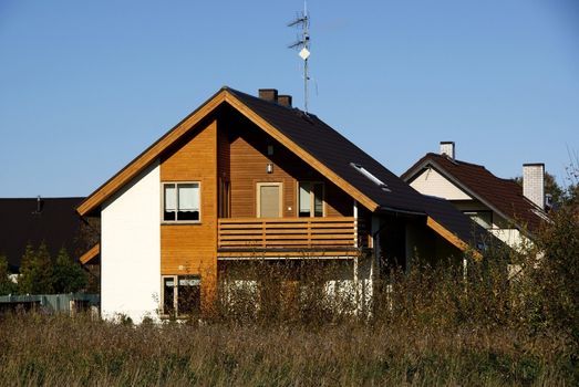 The modern house on a background of sky