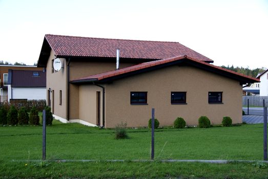 The modern house on a background of grass