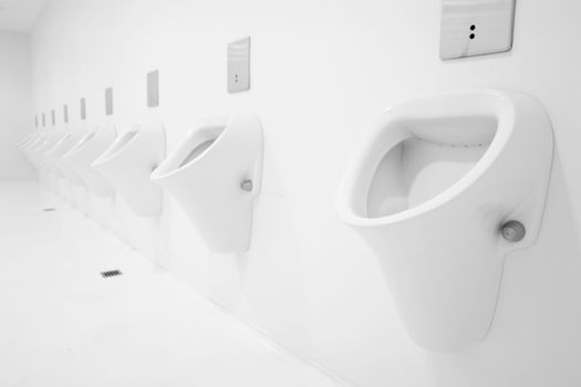 a clean new public toilet room empty