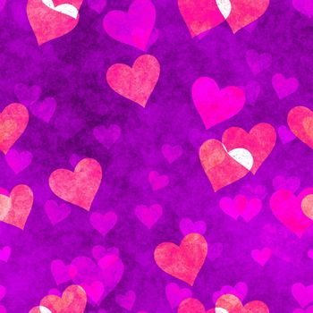 Seamless Hearts Background in Grunge Love Texture