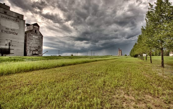 Storm Clouds over Grain Elevator Saskatchewan