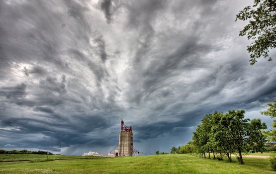 Storm Clouds over Grain Elevator Saskatchewan