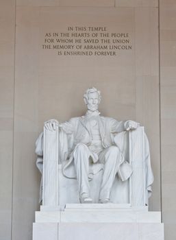 Abraham Lincoln statue in the Lincoln Memorial in Washington DC 
