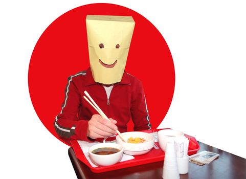 Package-head, Strange Funny Man Eats, Japanese Kitchen