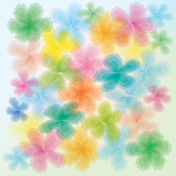 abstract floral illustration color flowers on blue