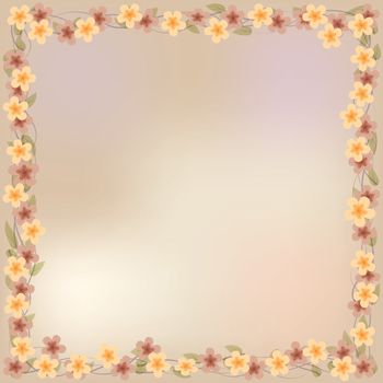 abstract floral illustration with flowers on beige background