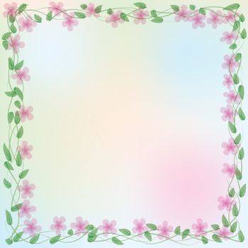 abstract floral illustration with pink flowers on color background