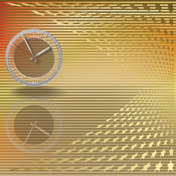 abstract illustration with gold stars and clock
