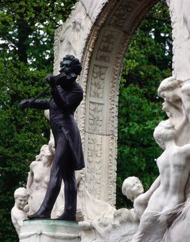 Statue of Johann Strauss composer in Park , Vienna
