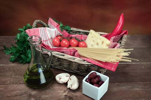 Ingredients for cooking italian pasta 