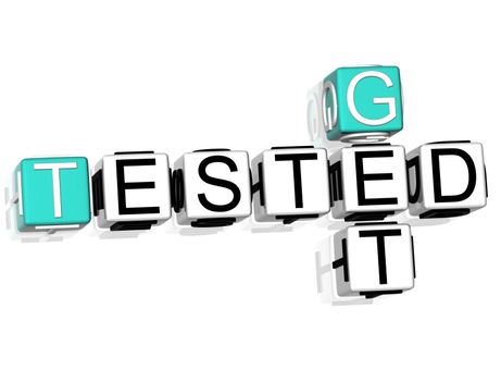 3D Get Tested Crossword text on white background