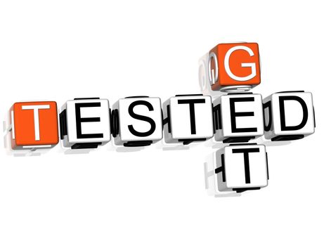 3D Get Tested Crossword on white background