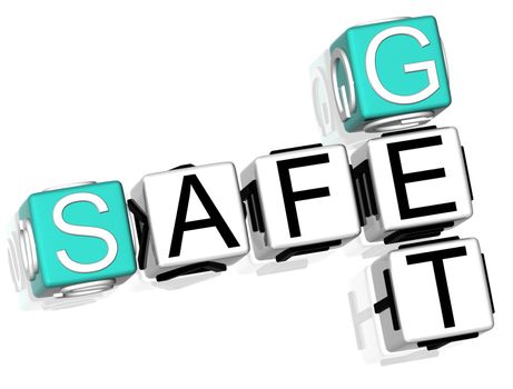 3D Get Safe Crossword text on white background