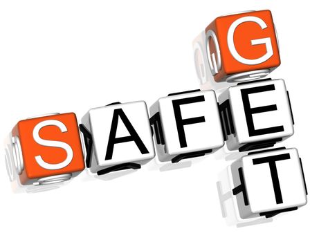 3D Get Safe Crossword text on white background