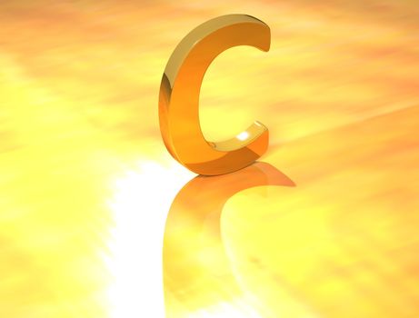 3D Gold Letter  font on yellow background