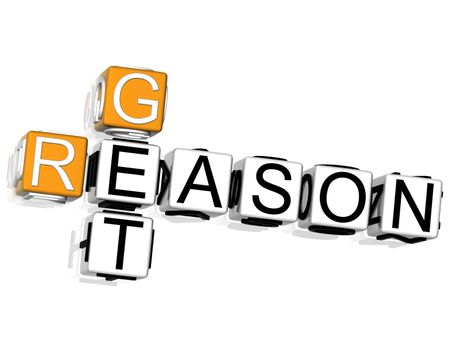 3D Get Reason Crossword on white background