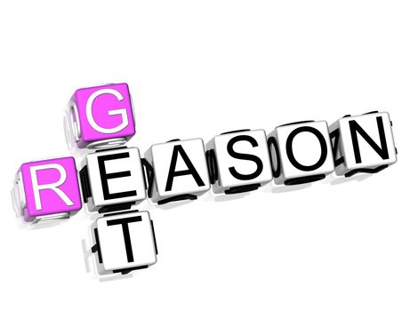 3D Get Reason Crossword on white background