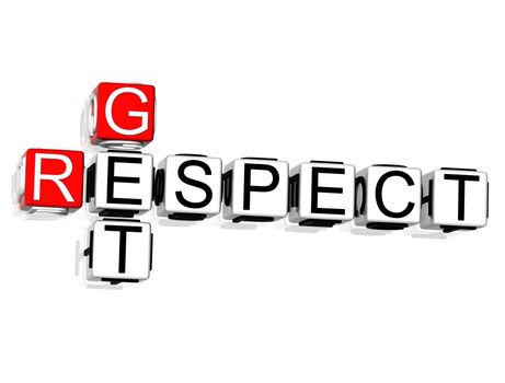 3D Get Respect Crossword on white background