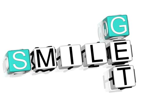 3D Get Smile Crossword on white background