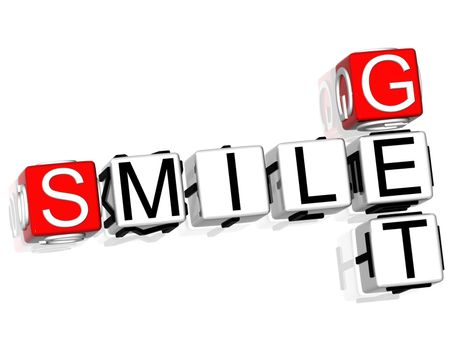 3D Get Smile Crossword on white background