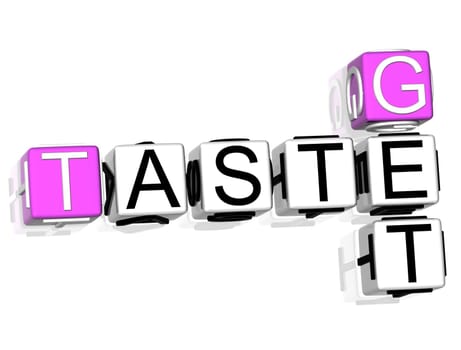 3D Get Taste Crossword on white background