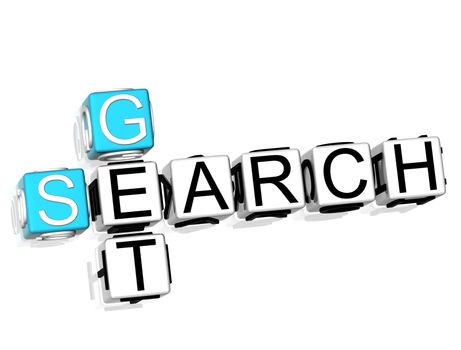 3D Get Search Crossword on white background