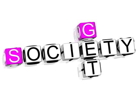 3D Get Society Crossword on white background