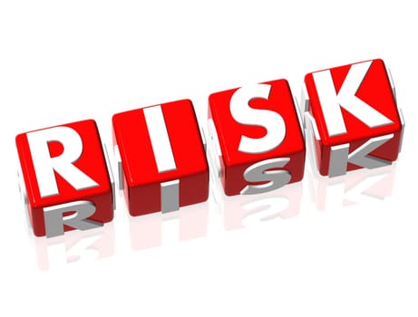 3D Risk red text on white background