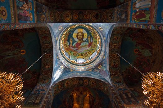 The interior of the church of Savior on Spilled Blood, Saint-Petersburg, Russia