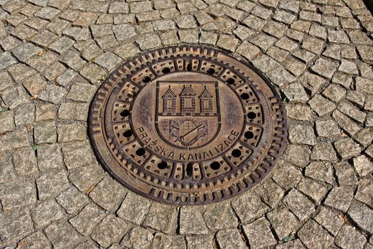 Drain hatch in Prague, Czech republic