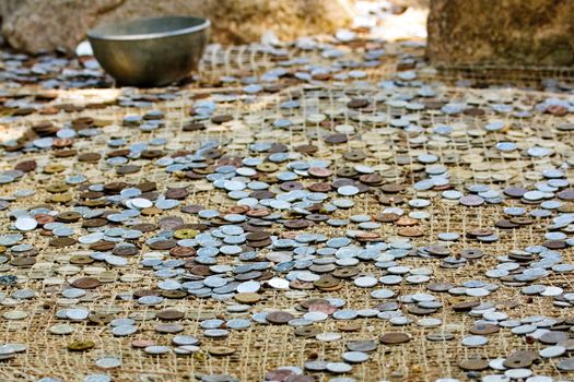 Many coins on the ground