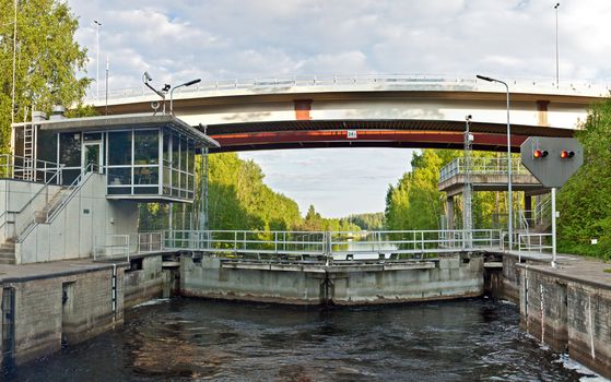 Closed sluice on Saimaa channel