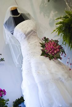 Beautiful white wedding gown