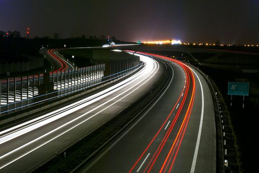 Night highway - long exposure - light lines