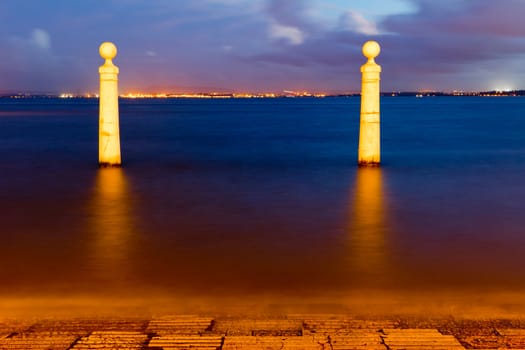 The Columns Wharf  (Cais das Colunas) on river Tagus in Lisbon