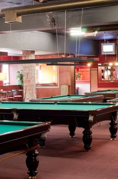 Shot of billiard room with tables, interior