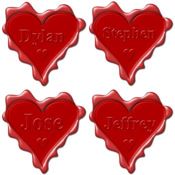 Valentine love hearts with names: Dylan , Stephen, Jose, Jeffrey