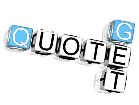 3D Get a Quote Crossword on white background