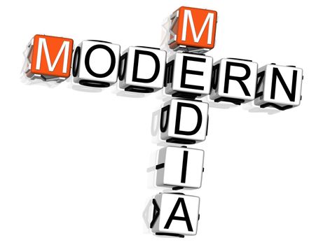 3D Modern Media Crossword  on white background