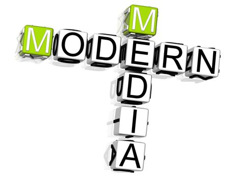 3D Modern Media Crossword  on white background