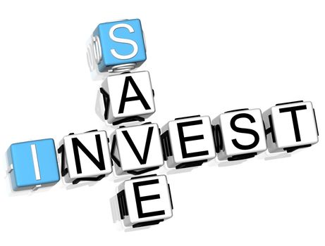 3D Invest Save Crossword on white background