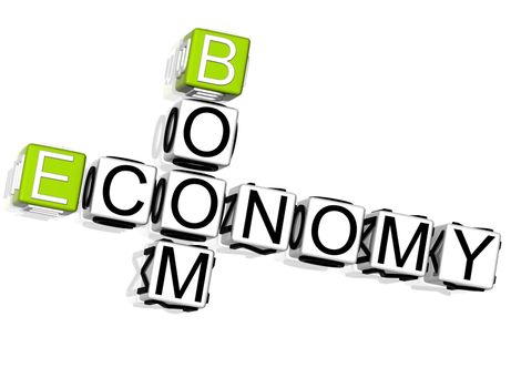 3D Economy Boom Crossword on white background