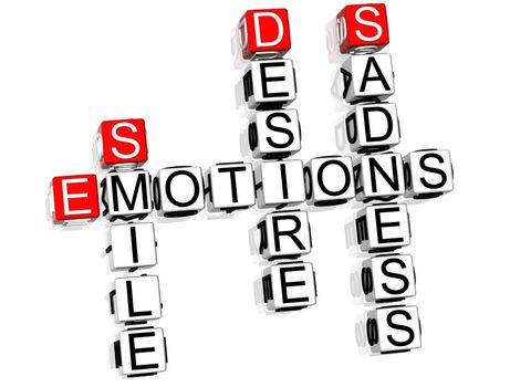 3D Emotions Crossword text on white background