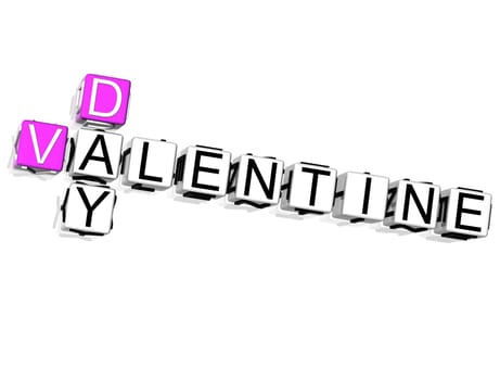 3D Valentine Day Crossword text on white background