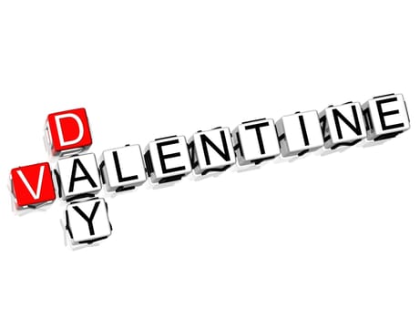 3D Valentine Day Crossword text on white background