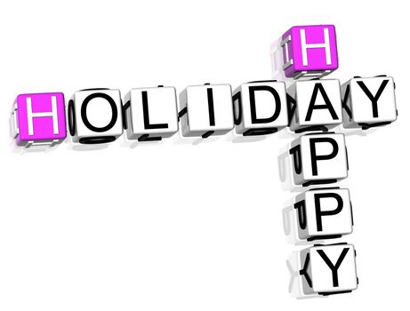 3D Happy Holiday Crossword text on white background