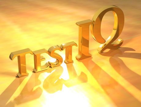 3D Test IQ Gold text on yellow background