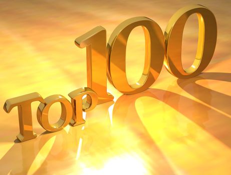 3D Top 100 Gold Text on yellow background