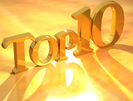 3D Top 10 Gold Text on yellow background