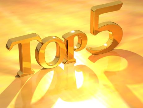 3D Top 5 Gold Text on yellow background